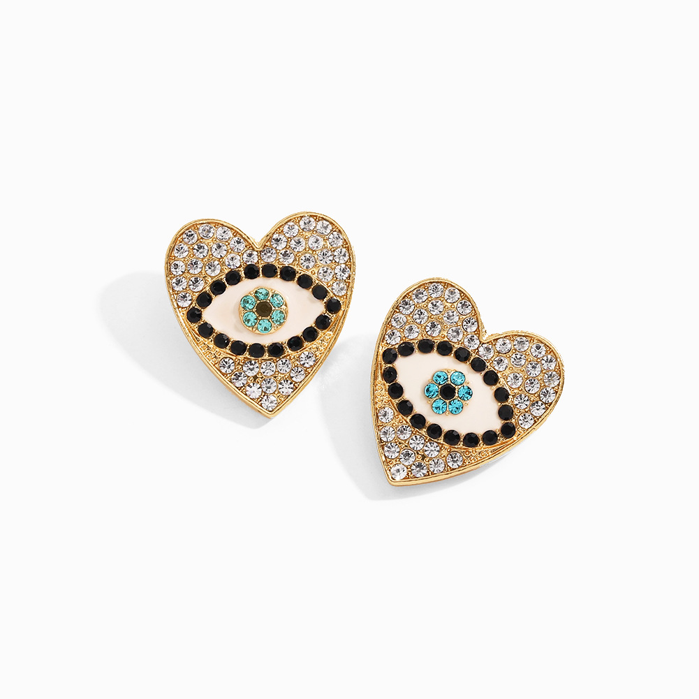 Pendientes En Forma De Corazón De Aleación De Diamantes De Ojo De Diablo display picture 7