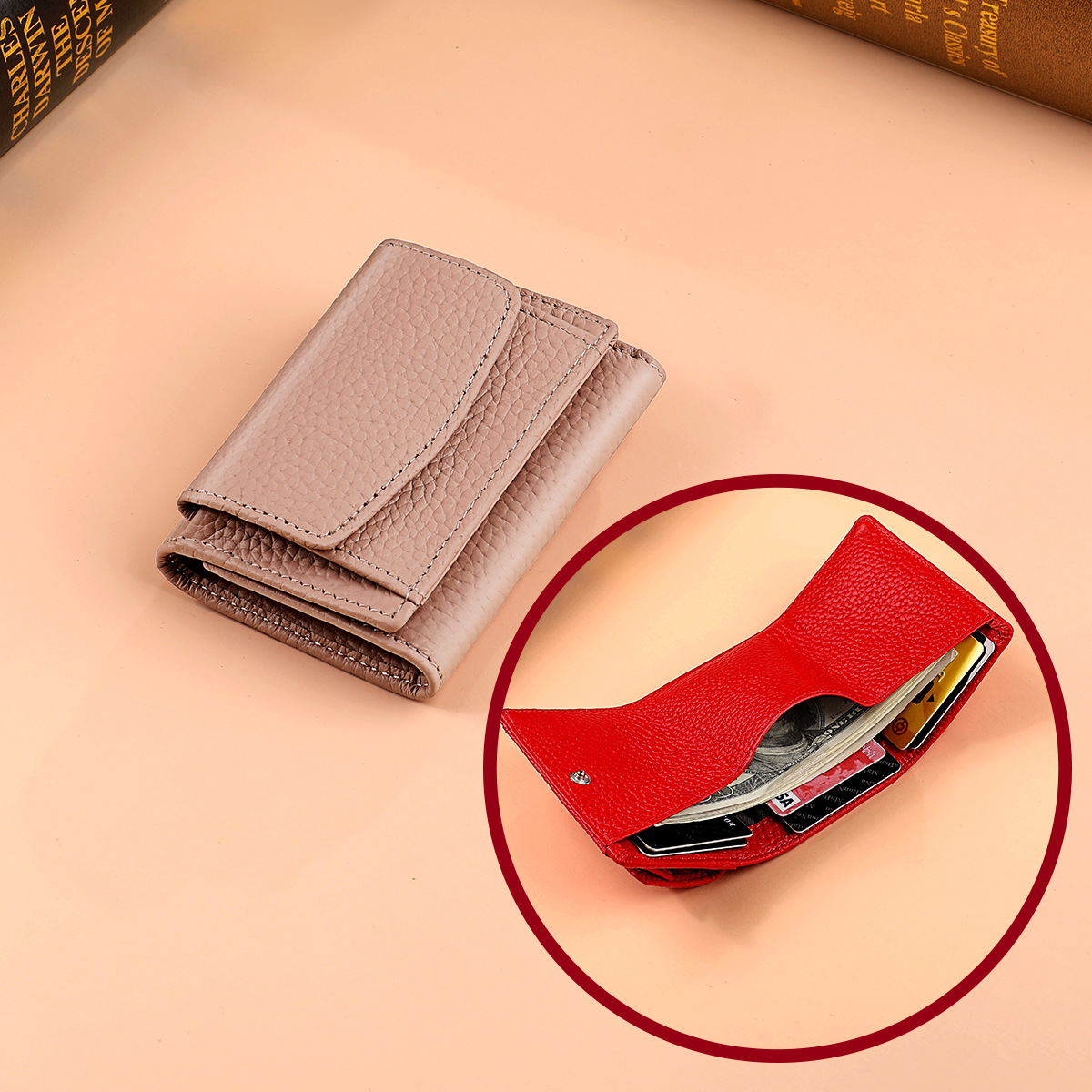 Minimalistische dames portemonnee van leer met kaarthouder_voghion.com