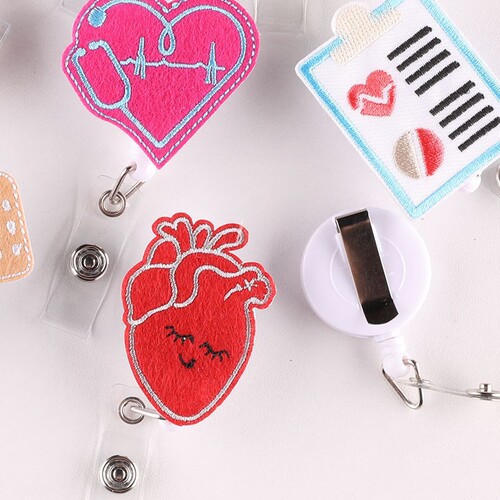 ID buckle telescopic buckle spring rope work badge lanyard employee name tag Amazon nurse medical care easy-pull buckle cloth sticker
