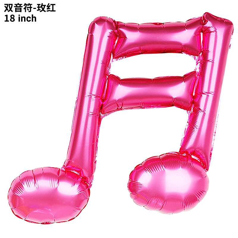 Globo transfronterizo de 18 pulgadas de una sola nota de dos notas, símbolo musical, forma de globo de película de aluminio, decoración de la escena de la fiesta de cumpleaños
