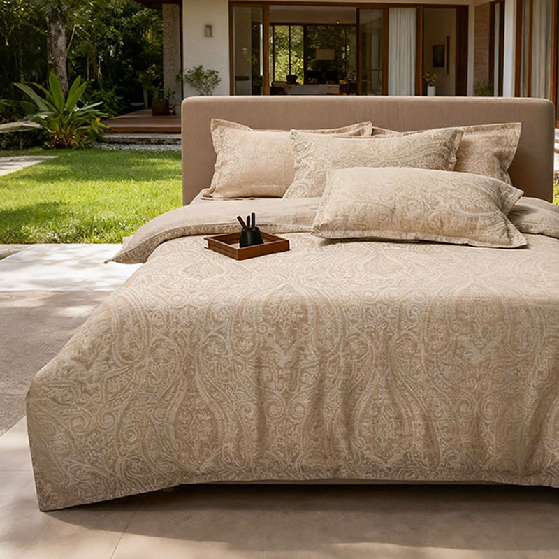 Francia lino de cuatro piezas Jacquard proceso de rocío de lluvia lino invierno engrosado edredón ligero sábanas de cama al por mayor