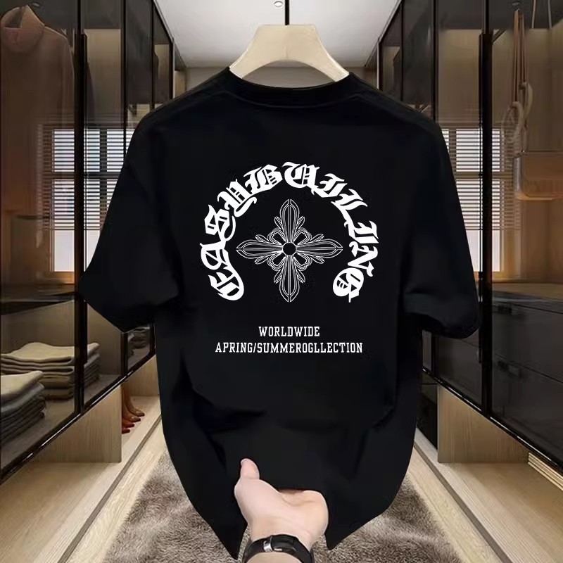 European Station High-end Heavy Men's Short-sleeved Top Breathable Trendy Brand Soft All-match T-shirt Light Luxury Fashionable Short-sleeved Round Neck