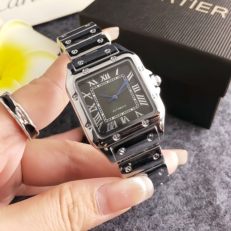 Men's Watch Square Medieval Retro Roman Scale Gold Steel Band Design High-End Men's Watch