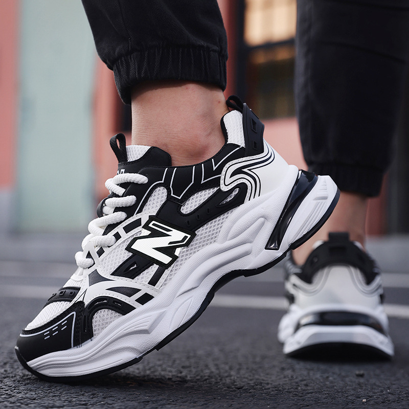 Wow, New Balance men's sneakers with mesh upper, breathable, suitable for teenagers, height-increasing, Hong Kong style, high-end dad sneakers