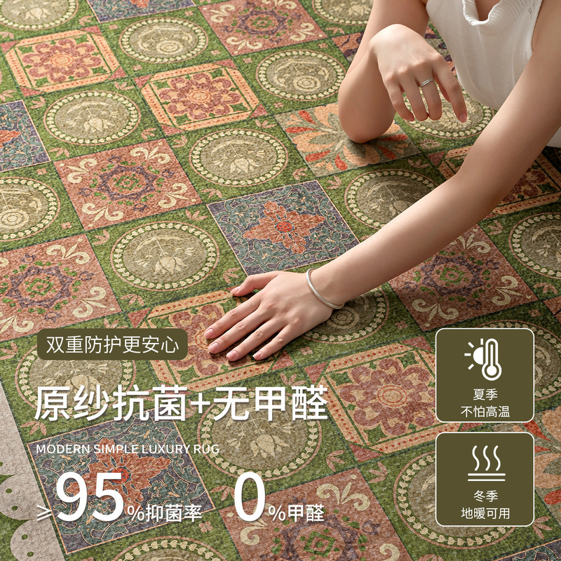 地毯客厅美式复古耐脏易打理高级感卧室床边毯防水防污沙发地垫|undefined