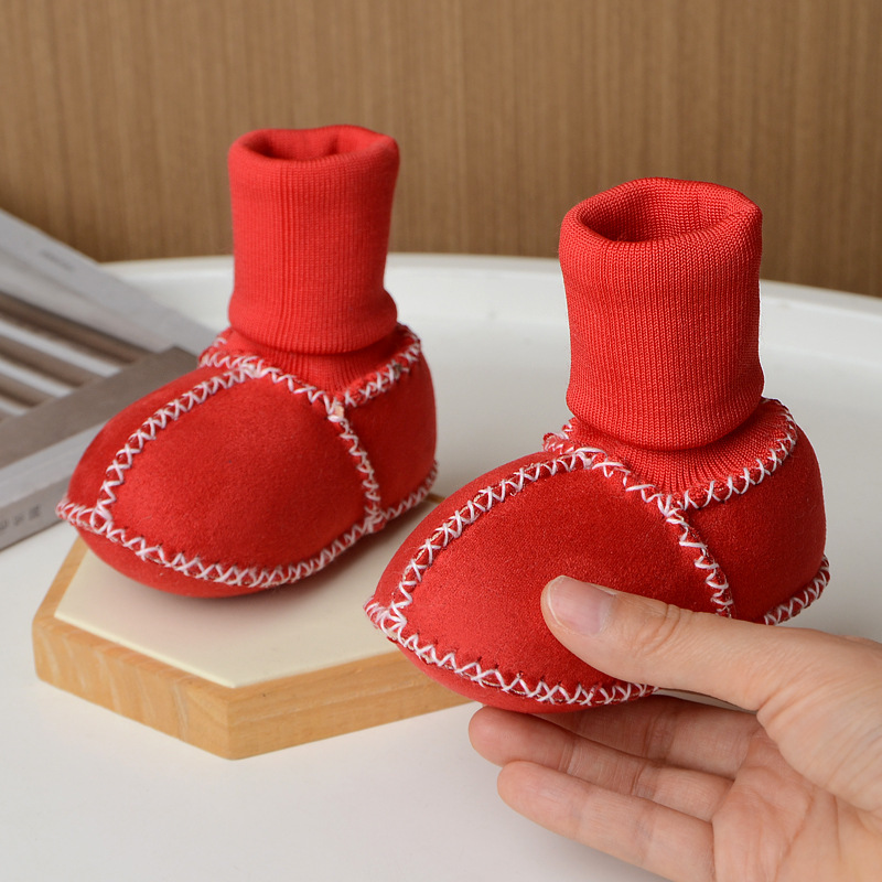 Winter newborn baby shoes soft bottom fleece-lined cotton shoes for boys and girls baby step front shoes do not fall off thick floor warm shoes Winter newborn baby shoes soft bottom fleece-lined cotton shoes for boys and girls baby step front shoes do not fall off thick floor warm shoes