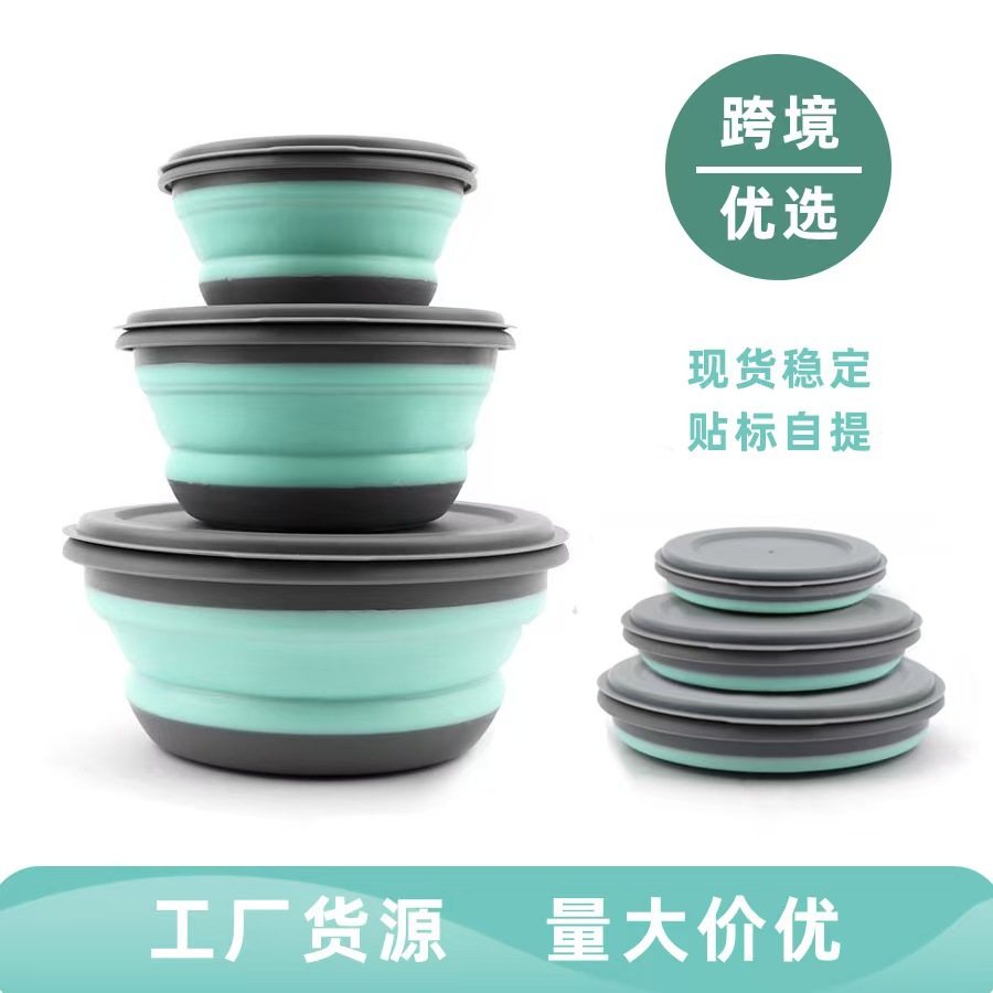 Tazón plegable para mascotas, lonchera, juego de platos, suministros portátiles para exteriores, caja de almacenamiento, juego de vajilla, caja de conservación, juego de utensilios de mesa