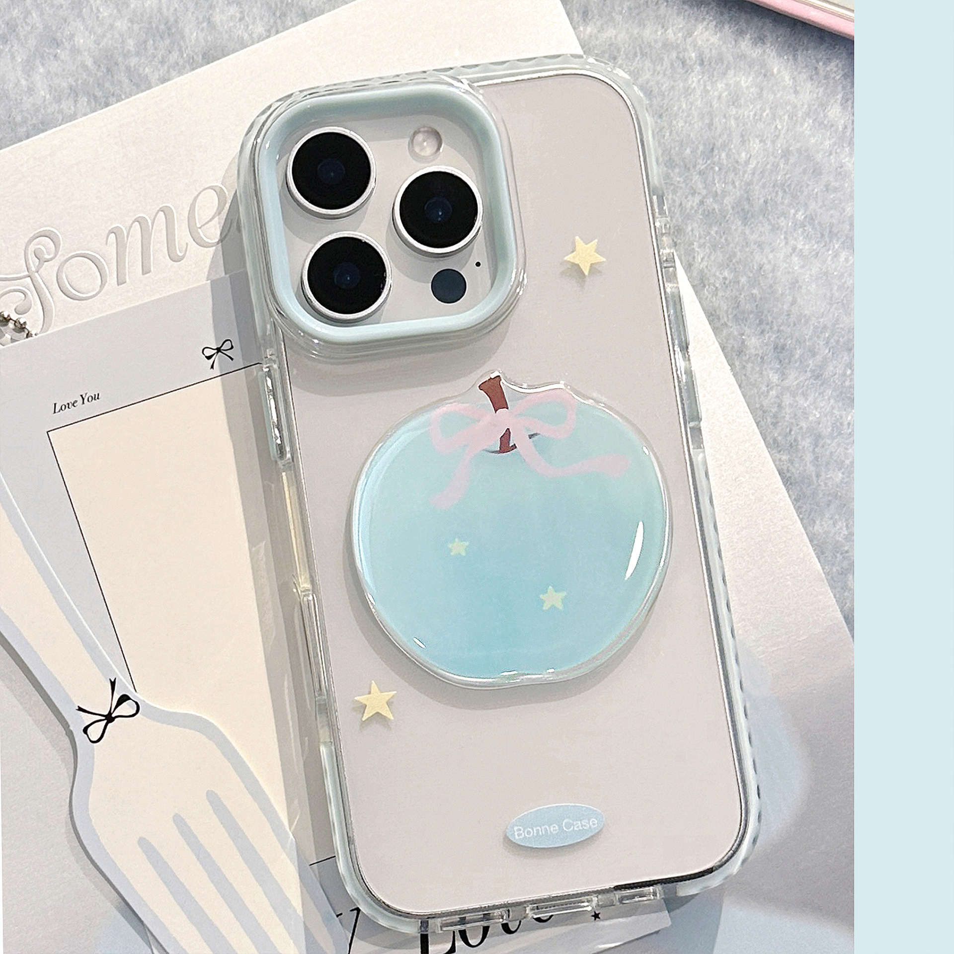 Aplicable para iPhone17 caso 16promax estereoscópico pintura al óleo azul manzana 13 transparente 11 pequeño fresco 14 funda suave