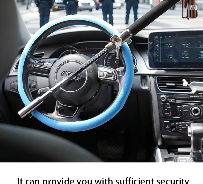 Car Steering Wheel Lock, Anti-Theft Lock, Small Car Front Lock, Safety Self-Defense Retractable Handlebar Lock, Anti-Theft Device