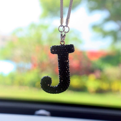 Letter Car Pendant for Women | Car hanging - j-letter-car-pendant-black