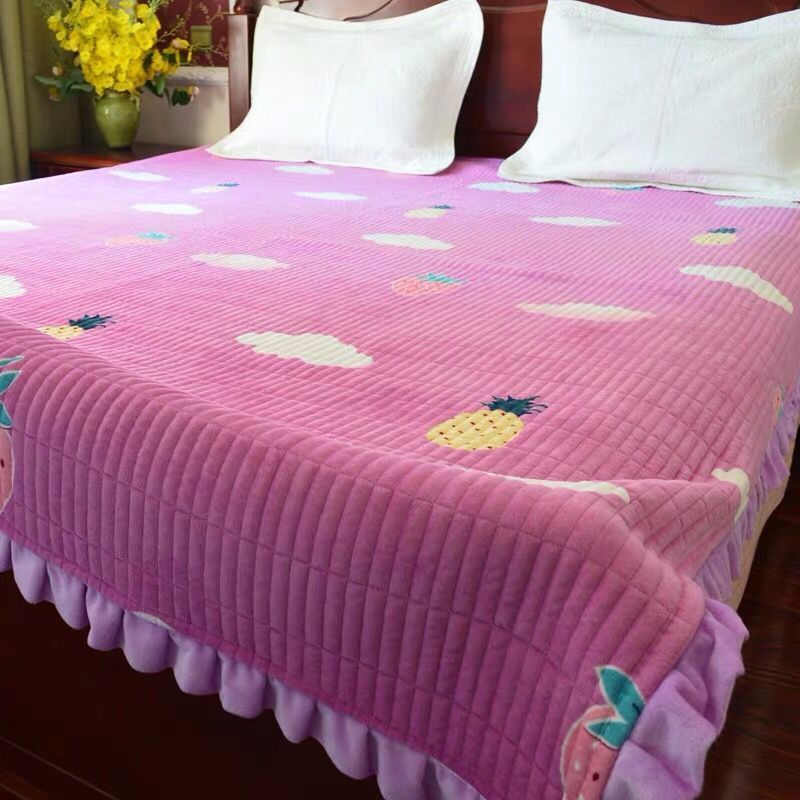 Baby Velvet Bed Cover, Velvet Duvet Cover, Multi-Piece Set, Thickened and Fleece-Lined, Enlarged Lace Trim, Three or Four-Piece Set, All-Season Blanket, Bed Sheet Factory