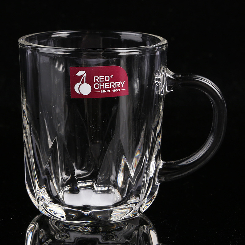 两元店货红樱桃创意礼品玻璃杯透明玻璃茶杯带把家用玻璃把杯套装