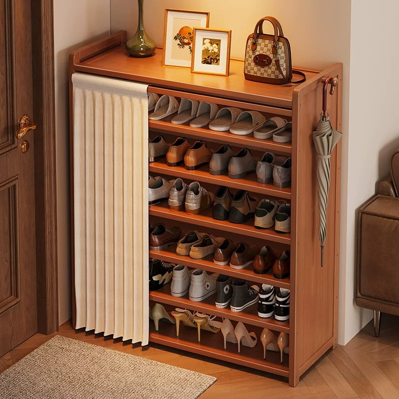 Shoe Rack for Home Entrance, Multi-Layer Indoor New Model, Stylish and Simple with Curtain, Dust-Proof Integrated Shoe Storage Cabinet