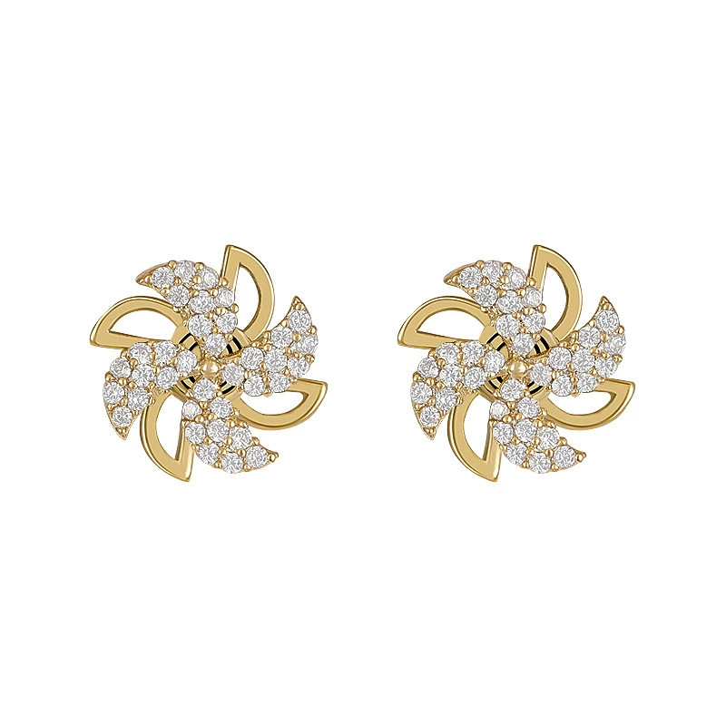 Серебряная игла, вращающаяся ветрянная игрушка, серьги, 2025 год, новая коллекция, образец серебра 925, яркий эффектный стиль, интернет-знаменитость, Южная Корея
