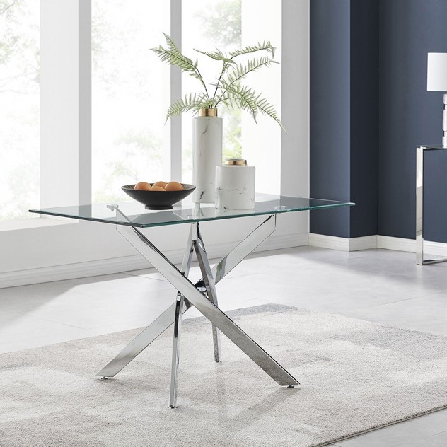 Mesa de comedor rectangular de vidrio templado mesa de comedor simple mesa de comedor mesa de vidrio