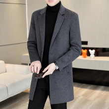 高端双面呢大衣男士中长款羽绒胆羊毛西服外套休闲羊绒毛呢子风衣