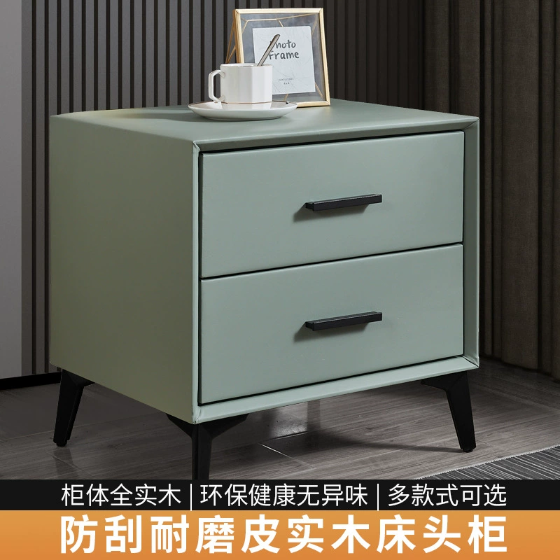 Прикроватная тумбочка из цельного дерева H&S, легкая роскошь, простая современная маленькая прикроватная тумбочка для домашней спальни, хранение из технической ткани.