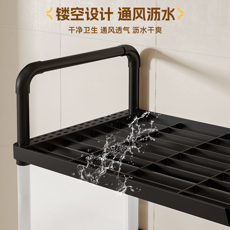 厨房置物架多层放锅家用落地收纳架卫生间架免打孔微波炉置物架子