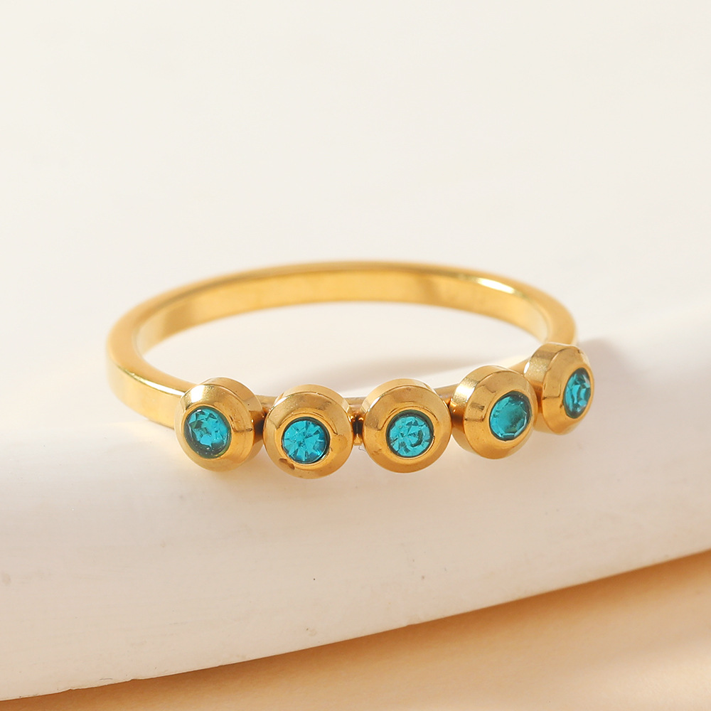 18K Real Gold Plated Plating Material Zircon Inlay Material Wholesale Jewelry Elegant Geometric Titanium Steel Rings