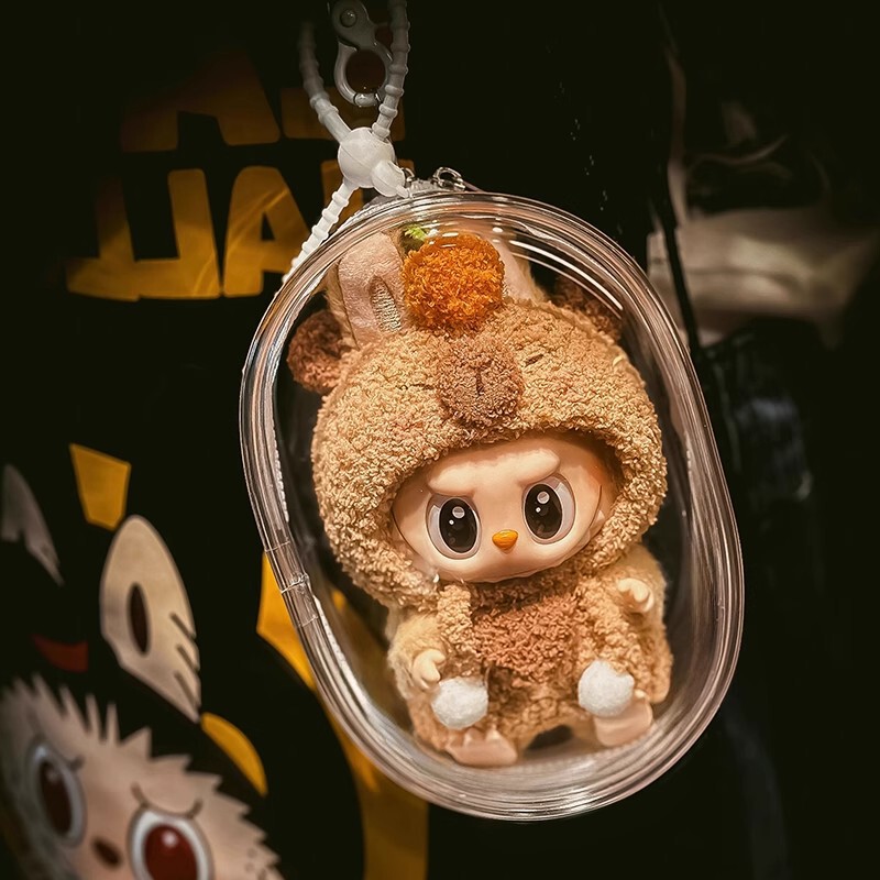 Labubuエナメル保護カバー綿人形ストラップパーティー痛みバッグ透明散歩人形15cm20防塵布|undefined