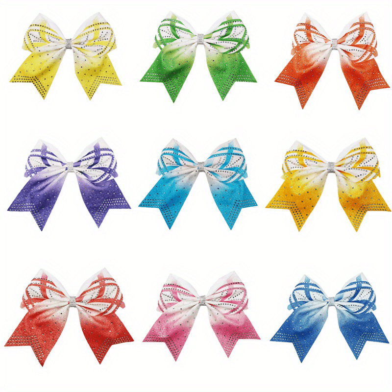 Popular European and American Cheerleader Girl Hair Band Spray Powder Perm Diamond Style Large Swallowtail Bow Ribbon Hairpin Hair Accessories