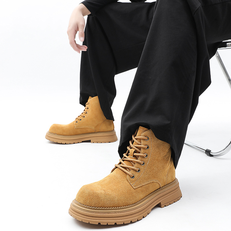 1007 Martin Boots Men's 2024 New Rhubarb Boots British Retro Thick-soled Workwear Boots Thick-soled All-match High-top Boots