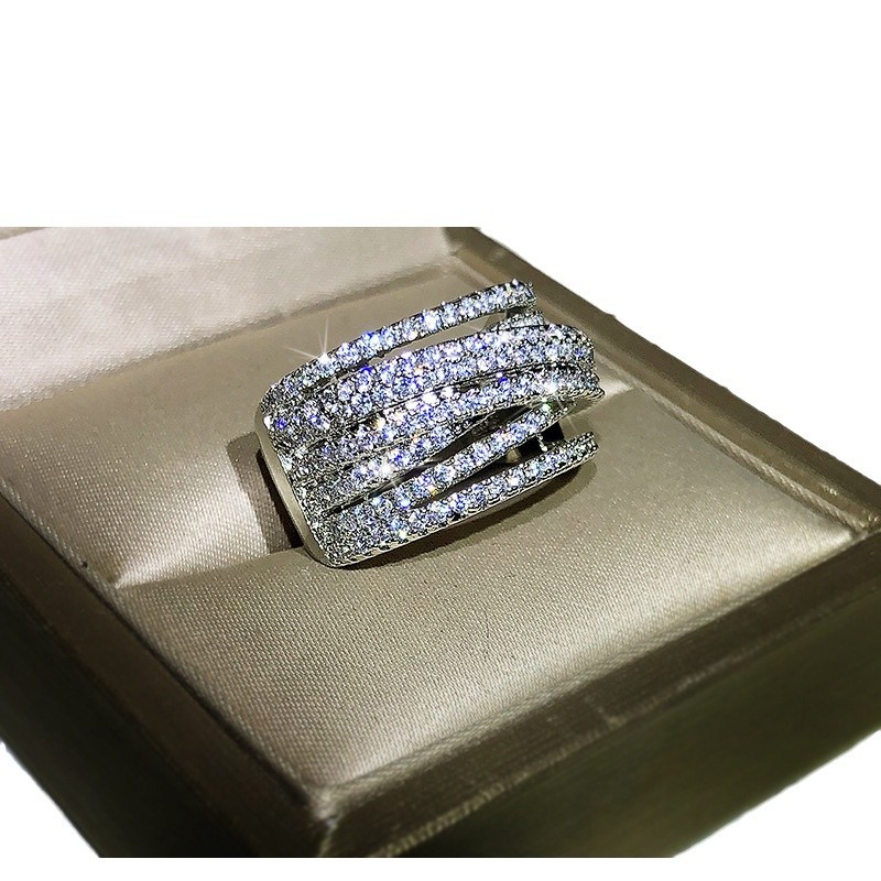New Zircon Cross Line Exquisite Light Luxury Style Index Finger High-end Fashion Design Sense Ring_voghion.com