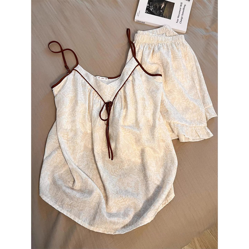 New Chinese Style Pajamas for Women, Summer Thin Style with Breast Pads and Suspenders, High-End Cross-Border Home Clothes That Can Be Worn Outside