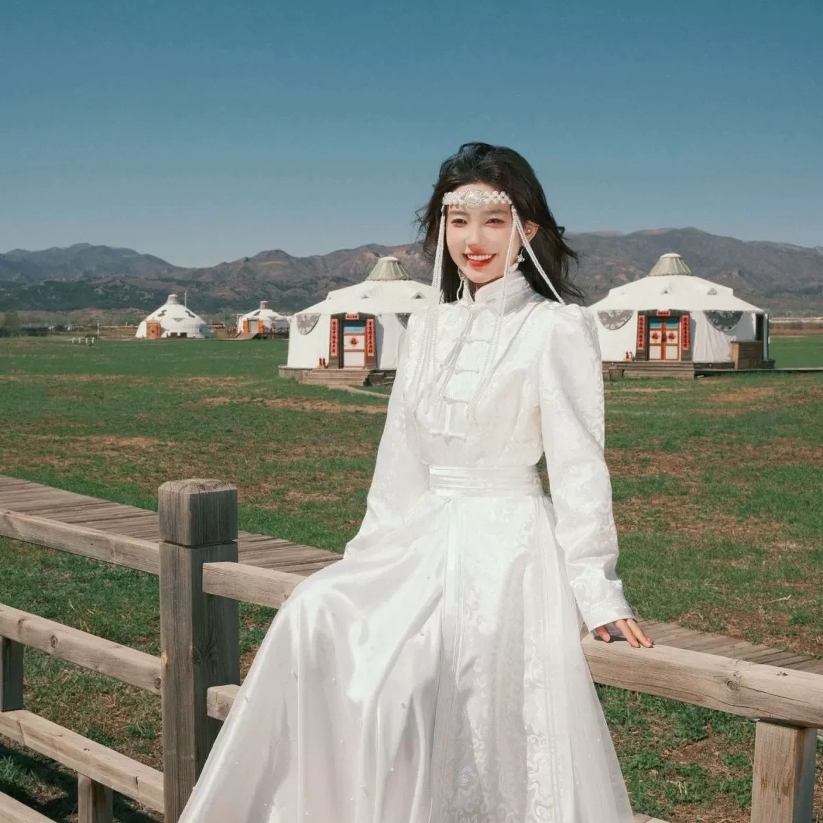 Монгольская одежда для путешествий и фотографий, белый монгольский халат, национальный костюм, монгольский халат