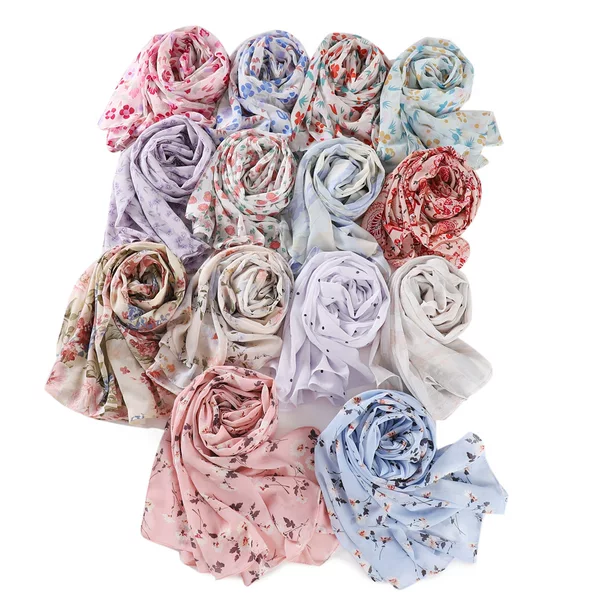Cross-border New Fresh Small Floral Dot Sunscreen Scarf Shawl 1-28 Pearl Chiffon Printed Scarf