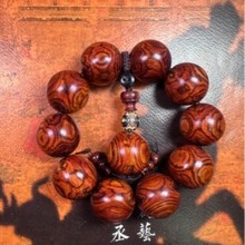 正宗海南黄花梨手串2.5海黄老料佛珠紫油梨对眼鬼脸手串手链批发