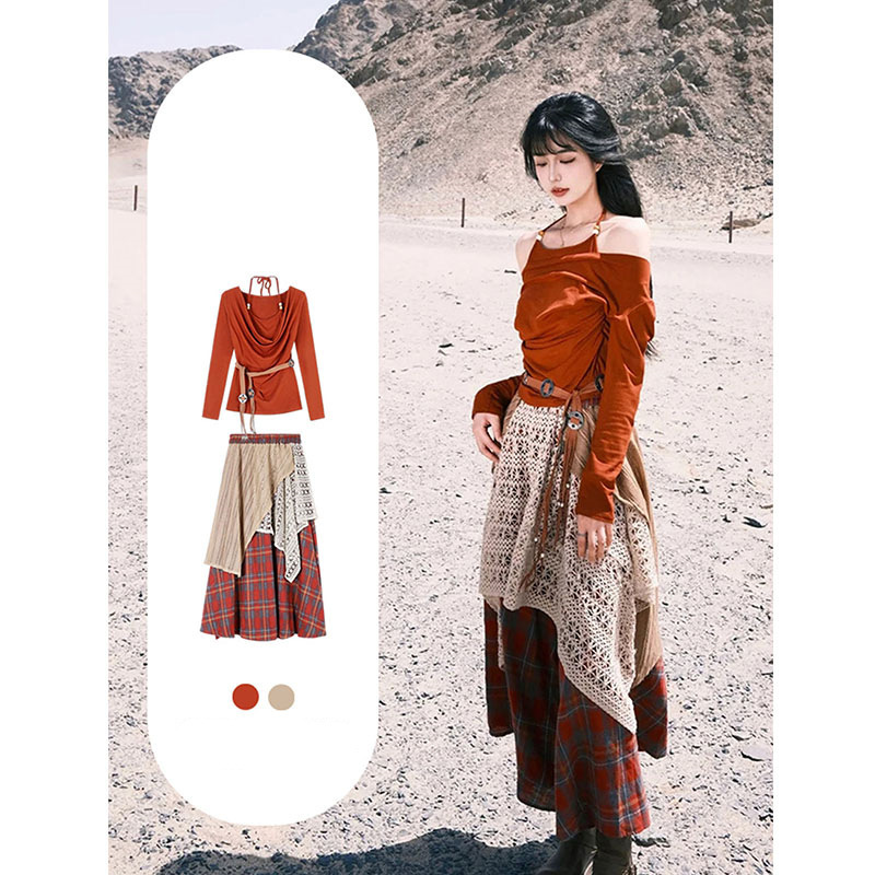 Xinjiang Ningxia Northwest Desert Travel Photography Slimming Dress Yunnan Sichuan West Travel Ethnic Style Suit Dress