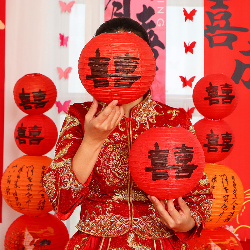 婚慶燈籠 結婚喜字燈籠立柱女方婚房臥室布置套裝訂婚場景裝飾新
