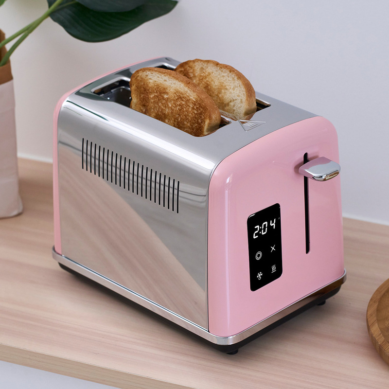 Touch Screen European-style Stainless Steel Toaster 2-piece Six-speed Household Automatic Small Toaster Breakfast Spit Driver