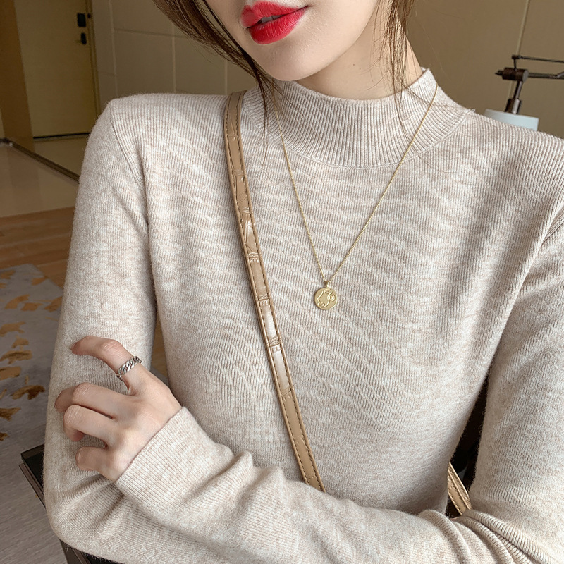 French women's clothing brand discount withdraw cabinet lazy cashmere sweater long sleeve half turtleneck wool bottoming shirt for women