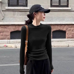 2025秋冬新款羊毛女半高领打底衫针织衫修身气质显瘦纯色上衣长袖