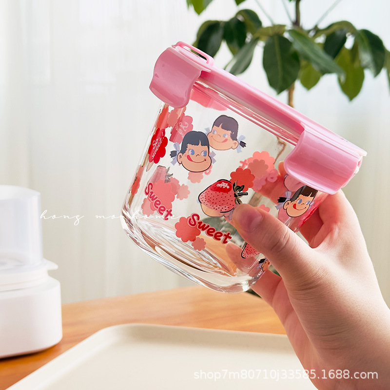 Tazón de sopa redondo de vidrio sellado de grado alimenticio resistente a altas temperaturas caja de preservación de microondas conjunto de caja de almuerzo sellado de preservación de fresco