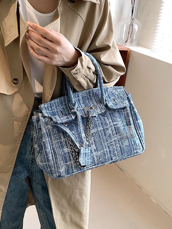 Bolso de mano retro desgastado de mezclilla para mujer, bolso de hombro tipo bandolera grande y pequeño para comercio exterior transfronterizo.