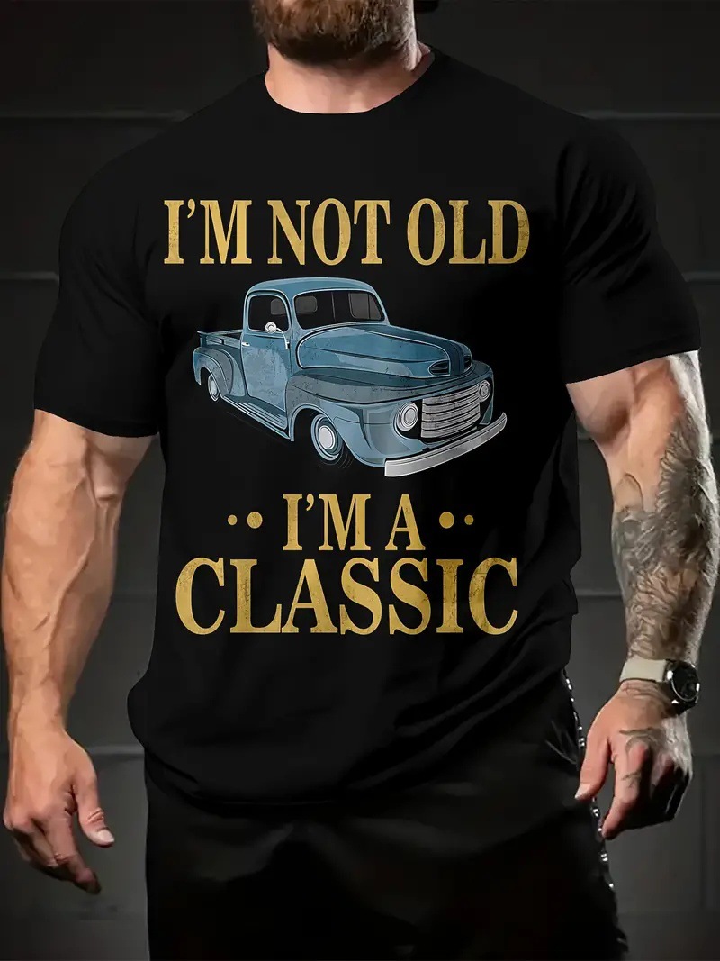 Venta caliente transfronteriza europea y americana, eslogan divertido, estampado en 3D, camiseta de cuello redondo de manga corta suelta de verano para hombres