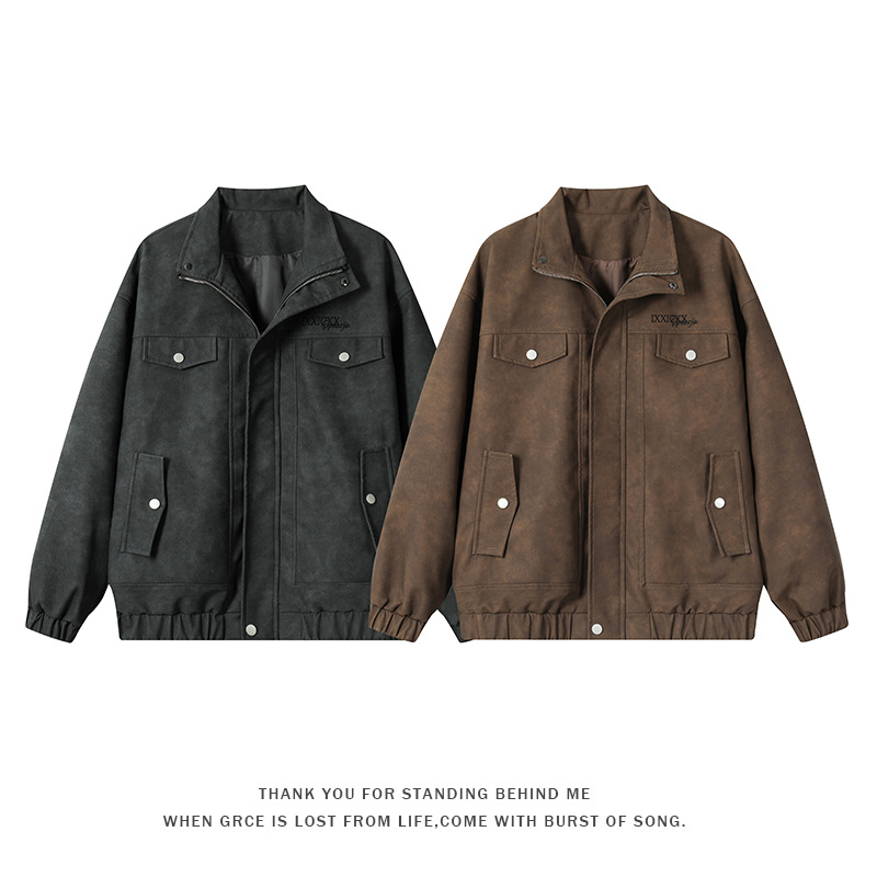 Men's Leather Biker Jacket Racing Style Casual Spring Autumn Coat_voghion.com