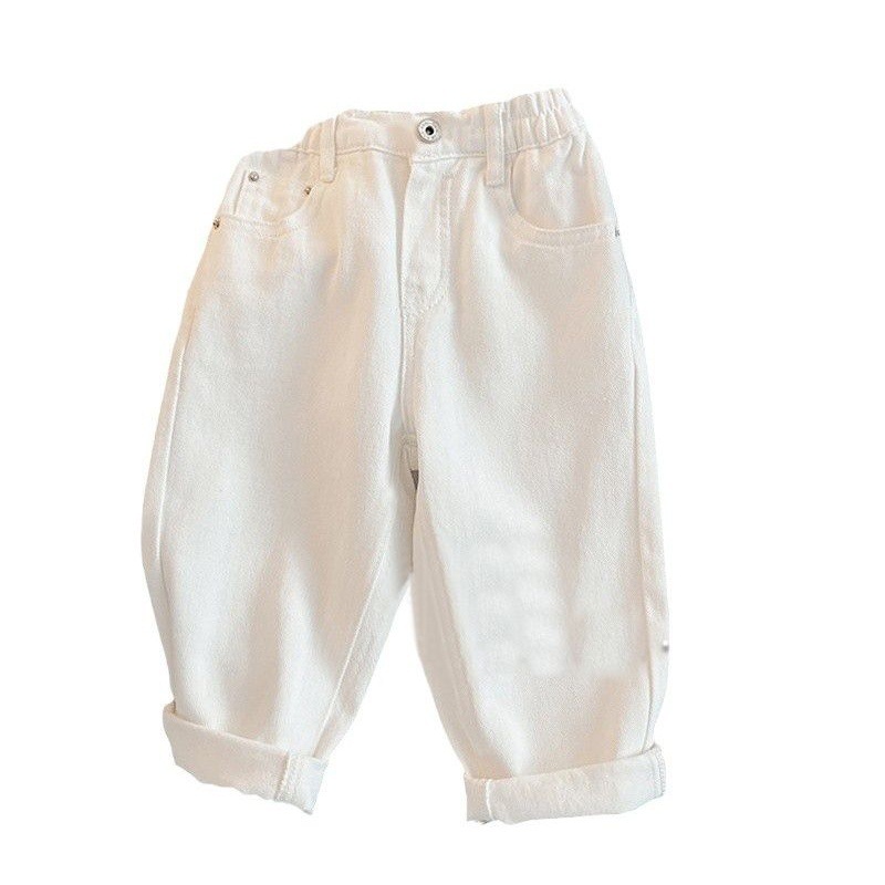 Nuevo primavera pantalones casuales para niños pantalones de moda para chicas ropa infantil coreana para hombres y mujeres jeans blancos