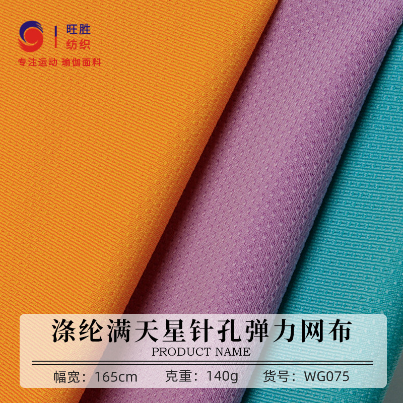 100D满天星网眼布 140g涤氨高弹针眼鸟眼布 纬编运动瑜伽服面料