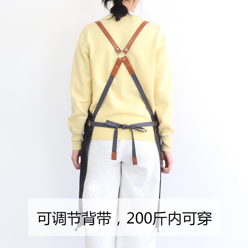 Cross-border coreano denim logotipo personalizado jardinería floral multi-bolsillo corte de pelo ropa de trabajo delantal personalizado al por mayor