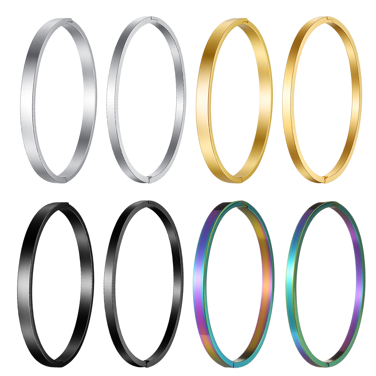 Transfronterizo europeo y americano simple brillante hebilla pulsera estilo frío 4mm6mm ancho chapado en oro pareja pulsera de acero inoxidable pulsera