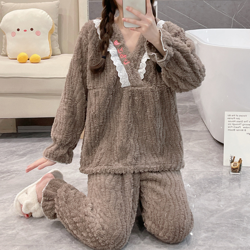 Simple felpa pijamas para niñas otoño e invierno nuevo estilo coreano ins manga larga más tamaño 200kg desgaste del hogar