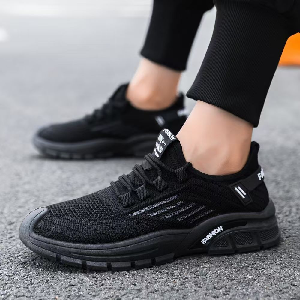Zapatos de hombre de tejido volador de otoño simples y cómodos, zapatos casuales transpirables, suela gruesa aumentada, zapatos deportivos ligeros de bajo nivel de comercio exterior al por mayor