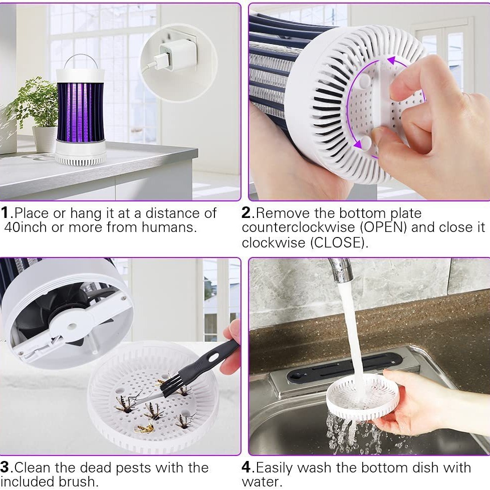 Hot-Selling 2-in-1 Mosquito Killer Lamp with High-Voltage Electric Shock, Turbine Physical Wind Suction, USB Outdoor Camping Mosquito Killer Lamp Epa