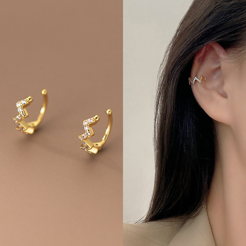 8g Weight Zircon Inlay Material Ear Studs Classification 1 Piece Quantity Daily Occasion Copper Material U Shape Pattern Women'S Gender Plating Design Fashion Style Fashion U Shape Copper Plating Zircon Women's Ear Studs 1 Piece 38