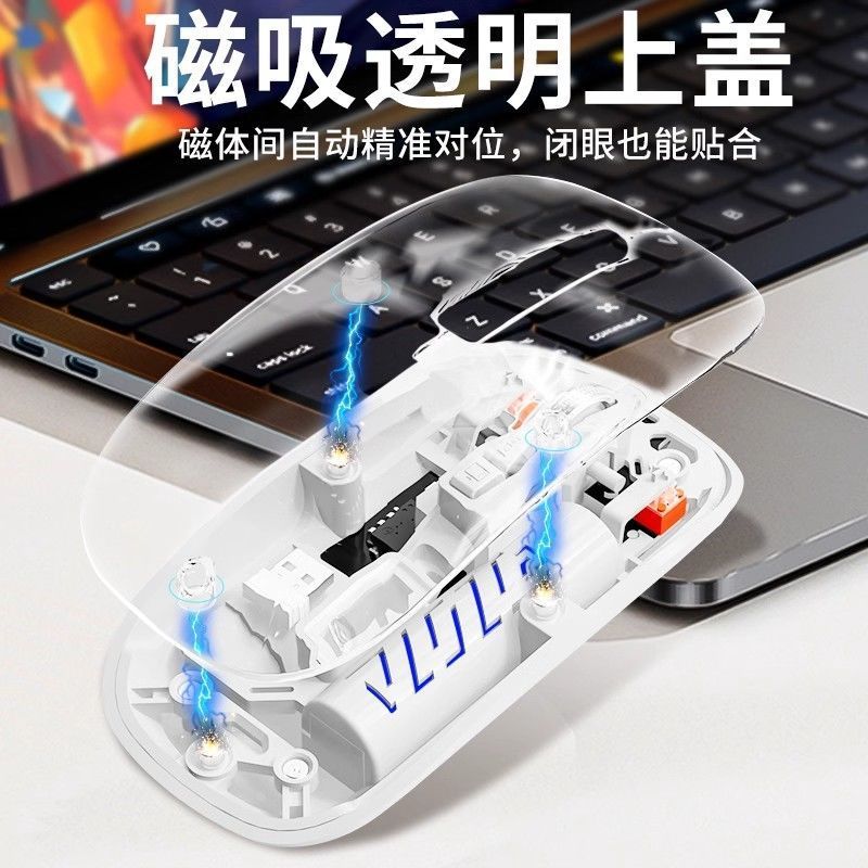 新型透明ワイヤレスBluetoothマウス、磁気充電、電量表示、デュアルモード2.4g、在庫あり|undefined