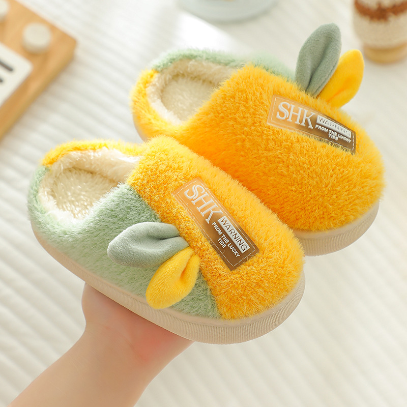 Children's Cotton Slippers, Family Shoes, Velvet Thickeneded Soft Soles, Home Fashion Cartoon Boys and Girls, Wool Slippers, Cotton Slippers